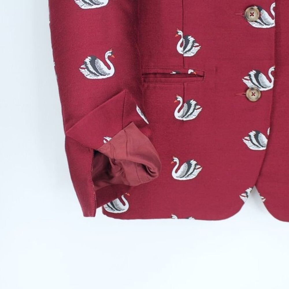 Cooper Trelise Cooper Jacket Swan Song Blazer Burgundy Embroidered Jacquard US 4 - Picture 8 of 12